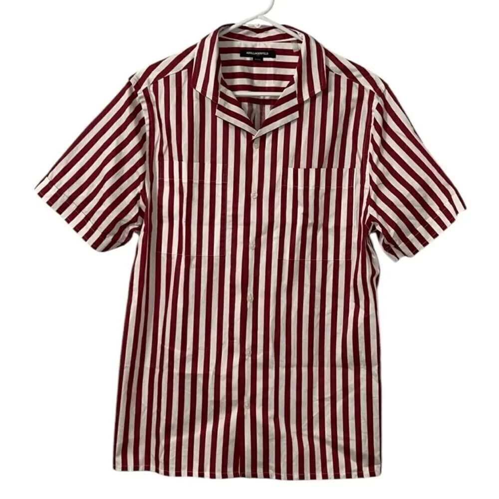 Karl Lagerfeld Red & White Stripe Men's
Shirt(Size Medium)